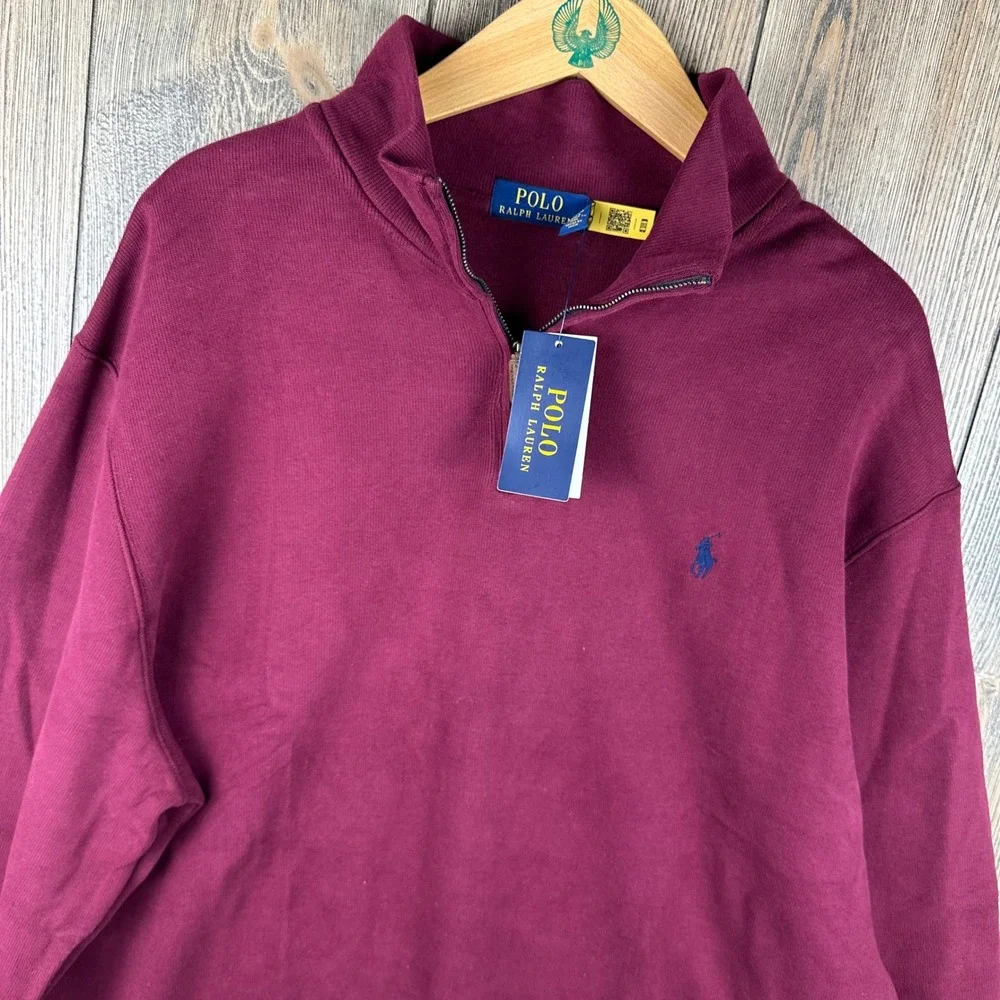 Polo Ralph Lauren Half Zip Pullover Wine Burgundy Cotton Knit New Mens XXL